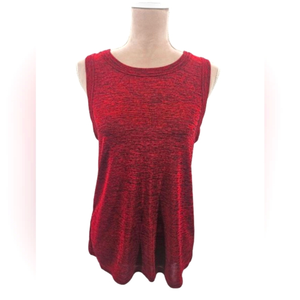 Sam Edelman Red Marled Sleeveless Top Layered Back Flap Hem Casual Tank M